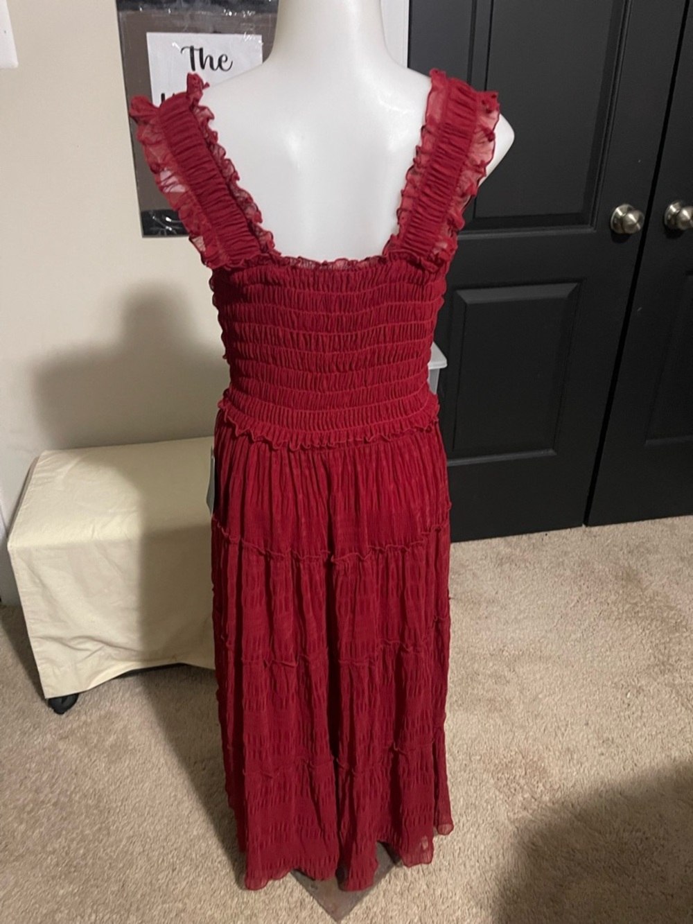 NWT Max Studio Burgundy Ruffled Maxi Dress - Picture 4 of 4